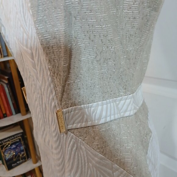 Calvin Klein Jacquard Sheath Dress Women’s Size 6 Beige Sleeveless Back Zipper - Picture 2 of 6
